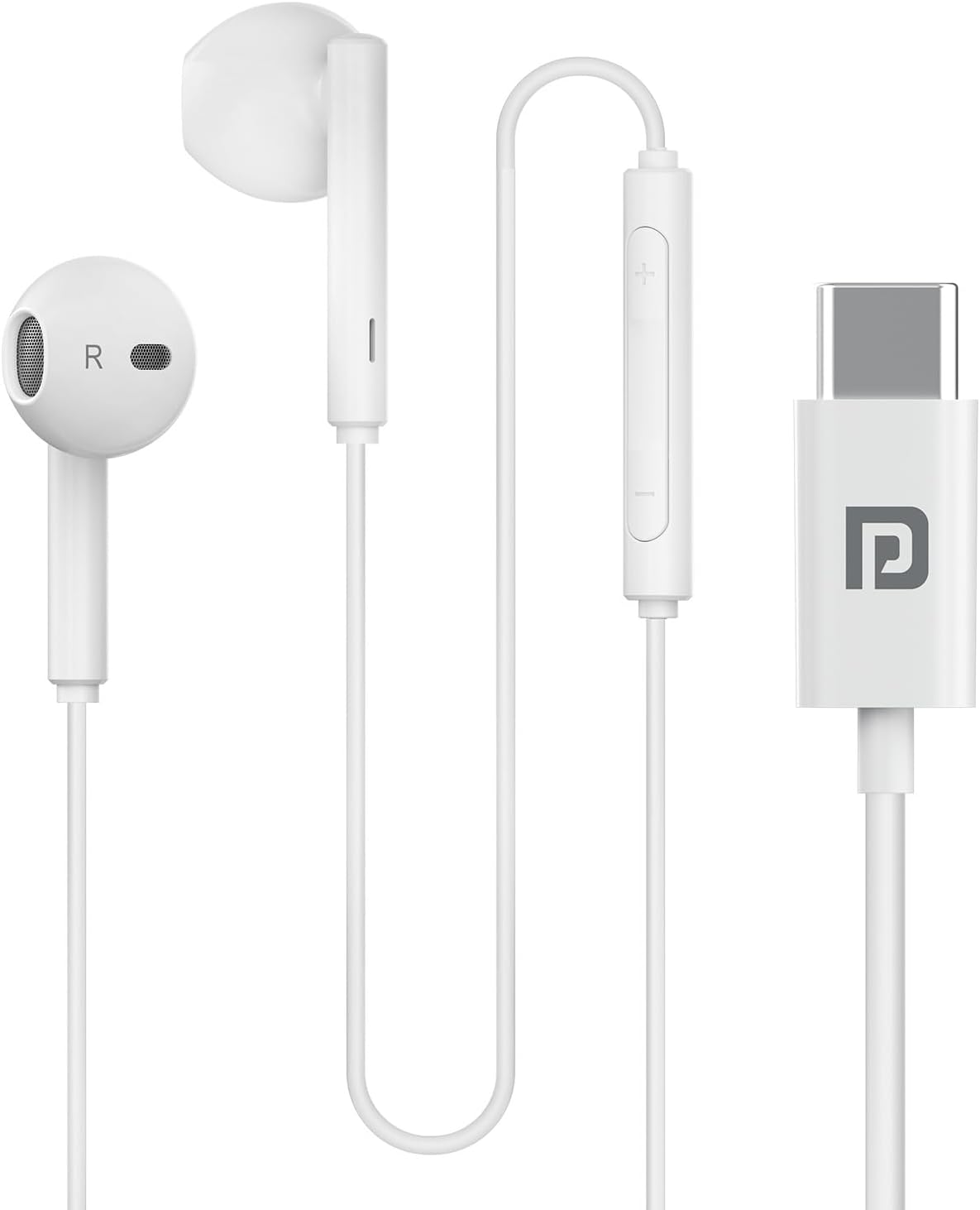 Conch Theta C in Ear Type C Wired Earphones with in Line HD Mic, Powerful Audio, 14.2mm Driver, Unique Earbuds Design, TPE Anti Tangle Wire, in line Controls, Wide Compatibility(White)